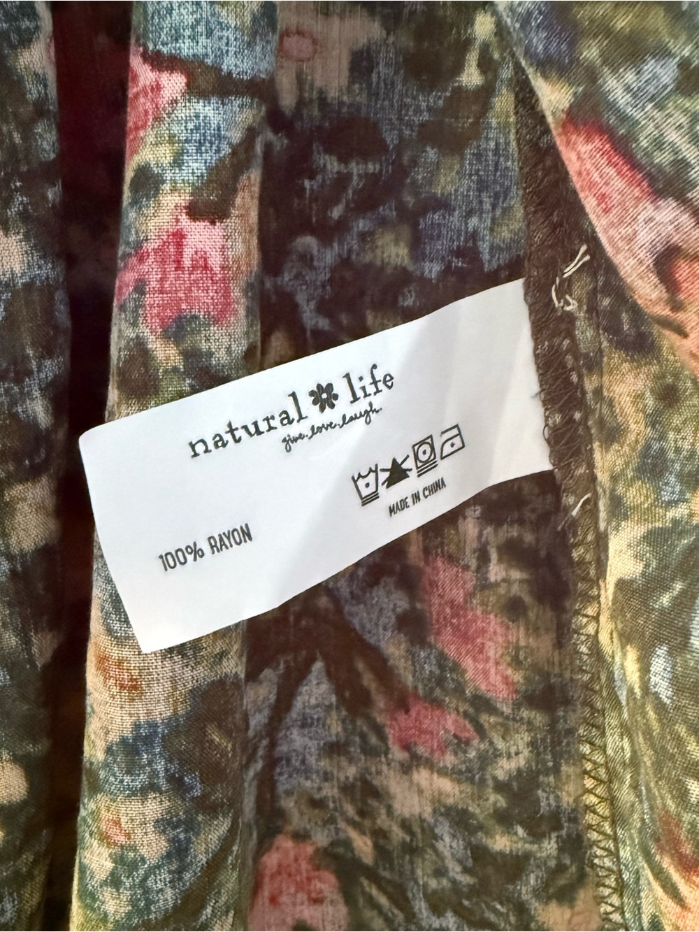 Natural Life | Floral Smocked Mini Skirt Medium Boho Rayon Size Medium - Picture 7 of 7